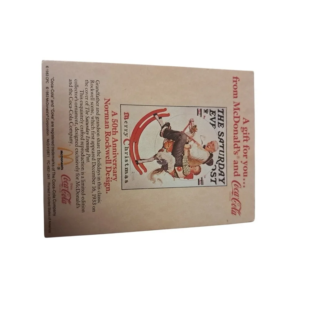 1983 Norman Rockwell McDonald's Coca-Cola Rocking Horse Christmas Ornament... 2